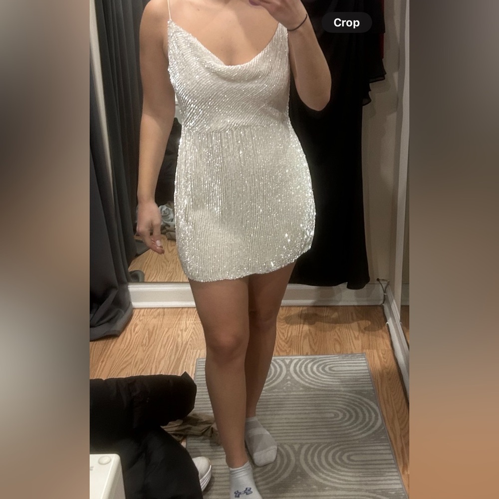 Never worn! Retrofete White Sequin Mini Dress